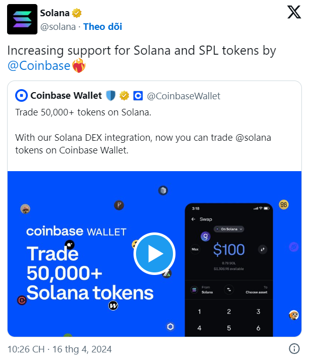 Coinbase tăng cường hỗ trợ cho Solana